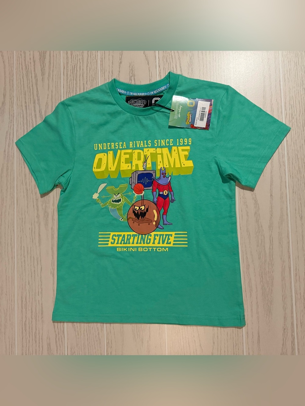 SpongeBob SquarePants x Overtime Boys XS Green Graphic Tee NWT